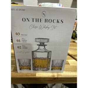 New in Box W. S. "On The Rocks" Classic Whiskey Set Bar Accessories Decanter